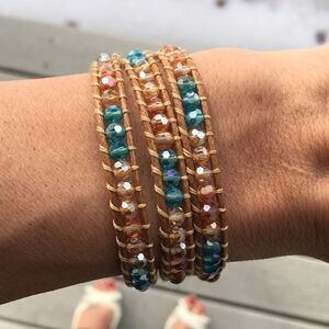 NEW Katie Soleil brown tan teal Wrap Bracelet